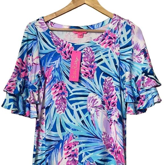 Lilly Pulitzer Dress Lula Mr. Peacock Tweethearts Blue Size XS new - Picture 13 of 15